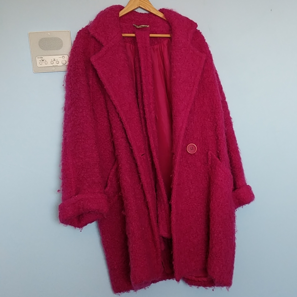 Boucle wool fuschia pink coat